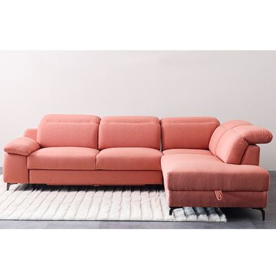 Vargas 5-Seater Fabric Corner Sofabed with Storage - Pink - With 2-Year Warranty