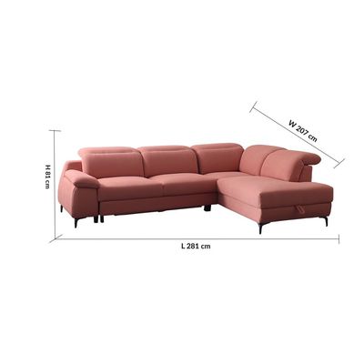 Vargas 5-Seater Fabric Corner Sofabed with Storage - Pink - With 2-Year Warranty