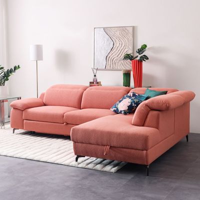 Vargas 5-Seater Fabric Corner Sofabed with Storage - Pink - With 2-Year Warranty