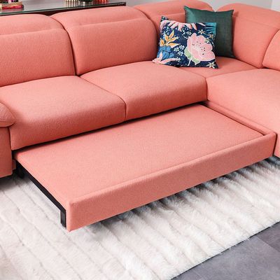 Vargas 5-Seater Fabric Corner Sofabed with Storage - Pink - With 2-Year Warranty