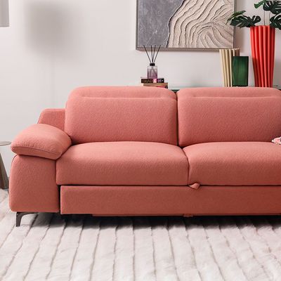 Vargas 5-Seater Fabric Corner Sofabed with Storage - Pink - With 2-Year Warranty