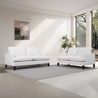 Astropol 5-Seater Fabric Sofa Set - White - With 2-Year Warranty