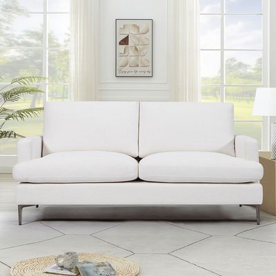 Astropol 5-Seater Fabric Sofa Set - White - With 2-Year Warranty