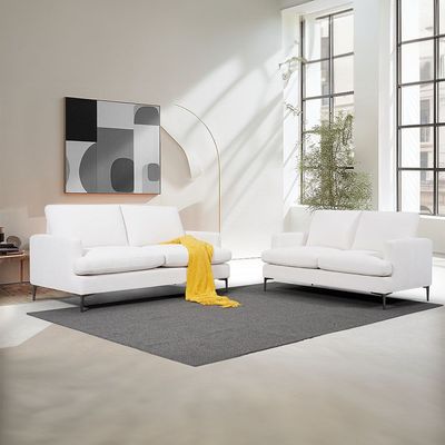 Astropol 5-Seater Fabric Sofa Set - White - With 2-Year Warranty