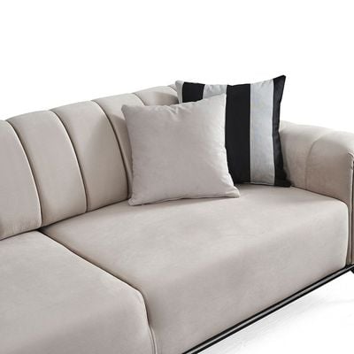 Santasi 3 Seater Fabric Sofa - Light Grey