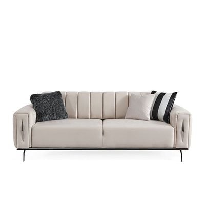 Santasi 3-Seater Fabric Sofa - Light Grey - With 2-Year Warranty