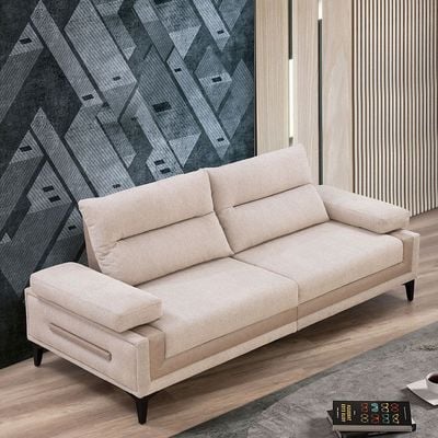 Elista 3 Seater Fabric Sofa - Beige