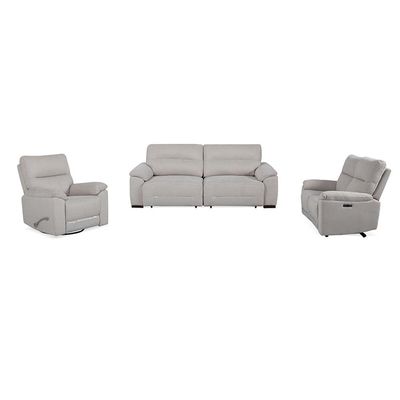 Lazuli 3 Seater Fabric Power Motion Recliner - Light Grey