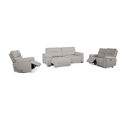 Lazuli 3 Seater Fabric Power Motion Recliner - Light Grey