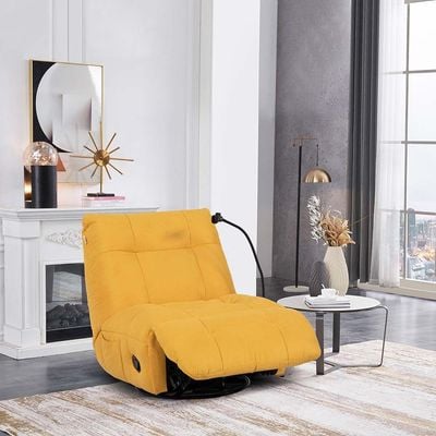 apiz 1-Seater Swivel Recliner with Phone Holder - Yellow - With 2-Year Warranty