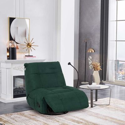 Lapiz 1-Seater Swivel Recliner with Phone Holder - Green - With 2-Year Warranty