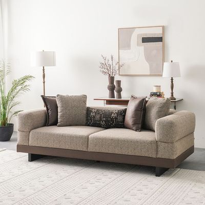 Kaltera 3-Seater Fabric Sofa - Brown - With 2-Year Warranty