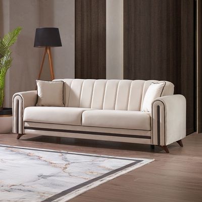 Questa 3-Seater Fabric Sofa - Beige - With 2-Year Warranty