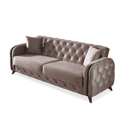 Rubicon 3-Seater Fabric Sofa - Light Brown - With 2-Year Warranty