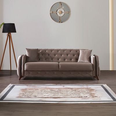 Rubicon 3-Seater Fabric Sofa - Light Brown - With 2-Year Warranty