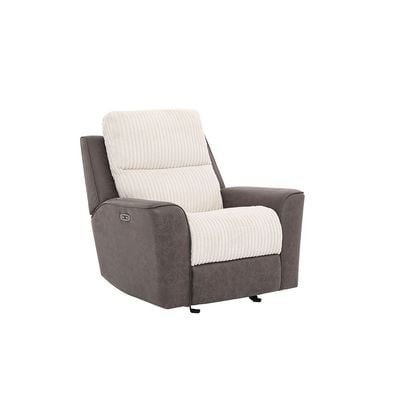 Trifecta 1 Seater Fabric Power Glider Recliner - Light Beige / Brown