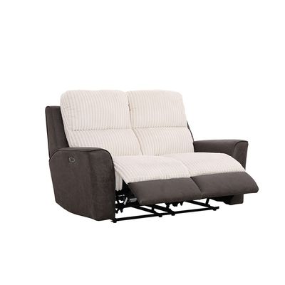 Trifecta 2 Seater Fabric Power Glider Recliner - Light Beige / Brown