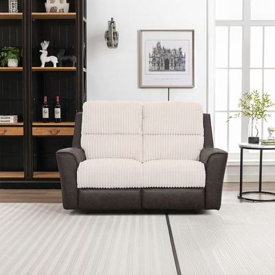 Trifecta 2 Seater Fabric Power Glider Recliner - Light Beige / Brown