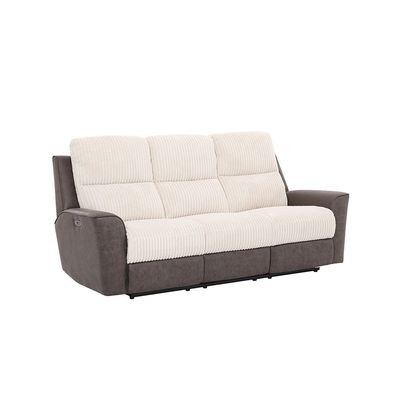 Trifecta 3-Seater Fabric Power Glider Recliner - Light Beige/Brown - With 2-Year Warranty