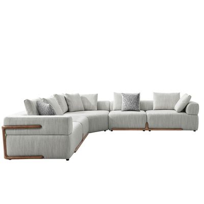 أريكة قماش زاوية مقسمة 5 مقاعد من جالاكسي - رمادي فاتح - مع ضمان لمدة عامين