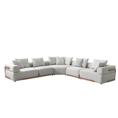 Galaxy 5-Seater Sectional Corner Fabric Sofa - Light Grey - With 2-Year Warranty