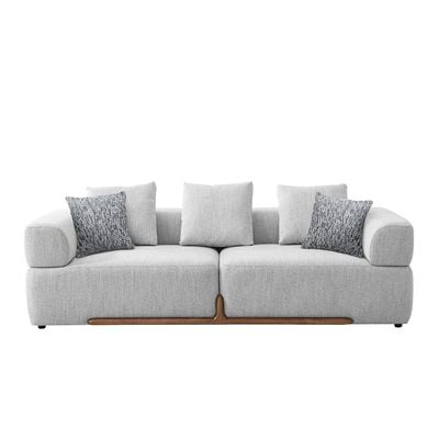 Galaxy 3 Seater + Sectional Corner Fabric Sofa Set - Light Grey