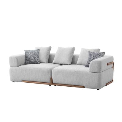 Galaxy 3-Seater Fabric Sofa - Light Grey - With 2-Year Warranty