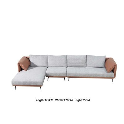 Madiya 8-Seater Faux Leather Sectional Corner Fabric Sofa with Left Chaise - Grey - With 2-Year Warranty