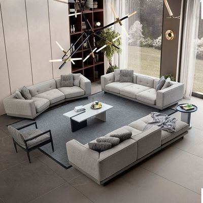 Cavalli C-Shape 3-Seater Fabric Sofa - Beige/Cappuccino - With 2-Year Warranty