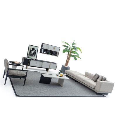 Cavalli 2-Seater + Pouf Fabric Sofa Set - Beige/Cappuccino - With 2-Year Warranty