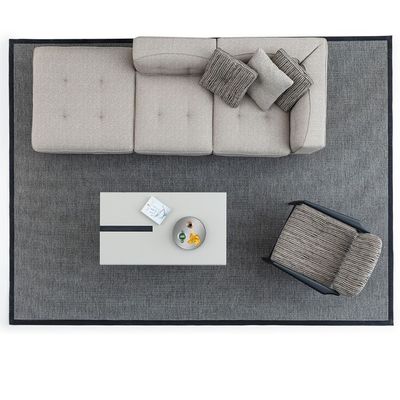 Cavalli 2-Seater + Pouf Fabric Sofa Set - Beige/Cappuccino - With 2-Year Warranty