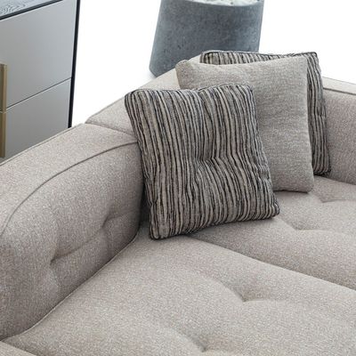 Cavalli 2-Seater + Pouf Fabric Sofa Set - Beige/Cappuccino - With 2-Year Warranty