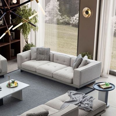 Cavalli 3+3+3-Seater Fabric Sofa Set with Coffee Table & End Table- Beige/Cappuccino/Cream/Black - With 2-Year Warranty