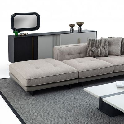 Cavalli 3+3+3-Seater Fabric Sofa Set with Coffee Table & End Table- Beige/Cappuccino/Cream/Black - With 2-Year Warranty