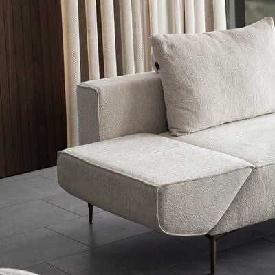 Loft Sofa 3 Seater Fabric Sofa with Arm Rest Flip - Cream