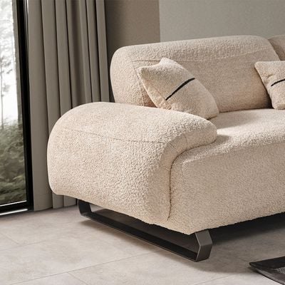 Truva 3-Seater Fabric Sofa - Cream - With 2-Year Warranty