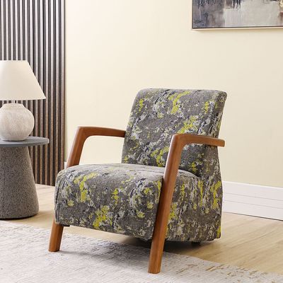 Everest Berger 1-Seater Fabric Sofa - Grey/Yellow - With 2-Year Warranty