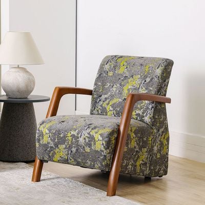 Everest Berger 1-Seater Fabric Sofa - Grey/Yellow - With 2-Year Warranty