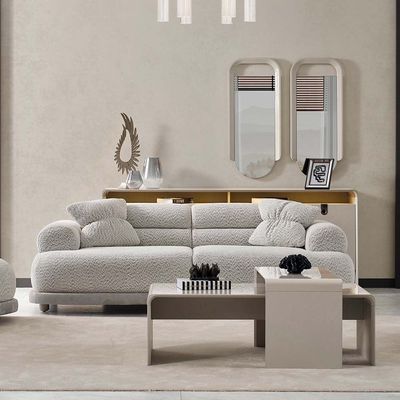 Calibra 4+3-Seater Fabric Sofa Set - Light Grey - With 2-Year Warranty