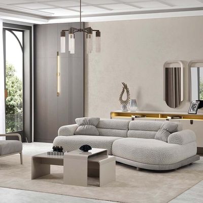 Calibra 4+3-Seater Fabric Sofa Set - Light Grey - With 2-Year Warranty