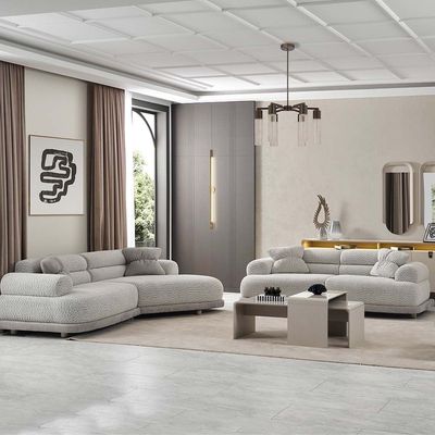 Calibra 4+3-Seater Fabric Sofa Set - Light Grey - With 2-Year Warranty