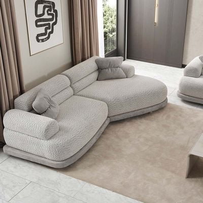 Calibra 4-Seater Fabric Sofa - Light Grey - With 2-Year Warranty