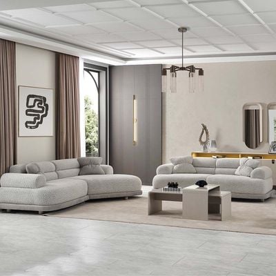 Calibra 4-Seater Fabric Sofa - Light Grey - With 2-Year Warranty