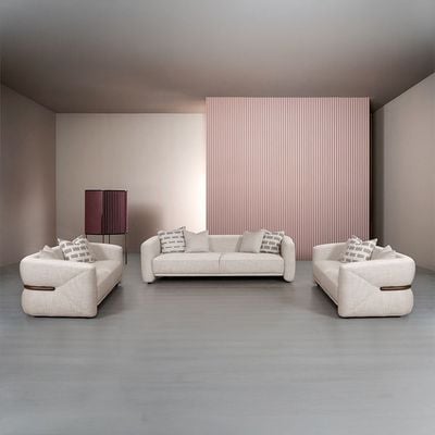 Velarion 3+2+2 Fabric Sofa Set - Light Grey
