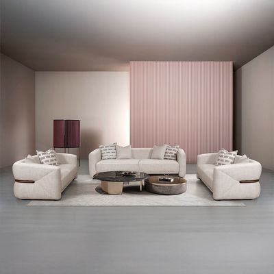 Velarion 3+2+2 Fabric Sofa Set - Light Grey