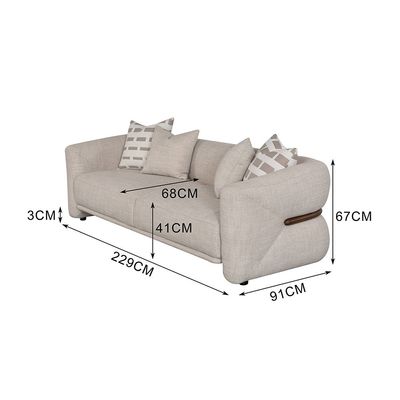 Velarion 3 Seater Fabric Sofa - Light Grey