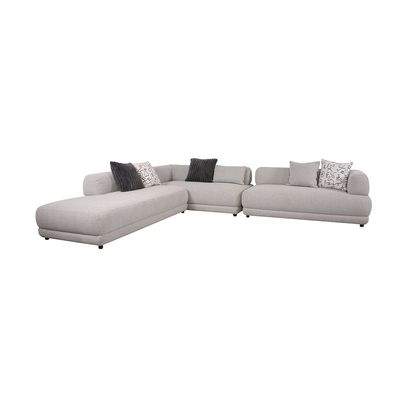 Dustin Sectional Fabric Corner Sofa Set - Light Grey