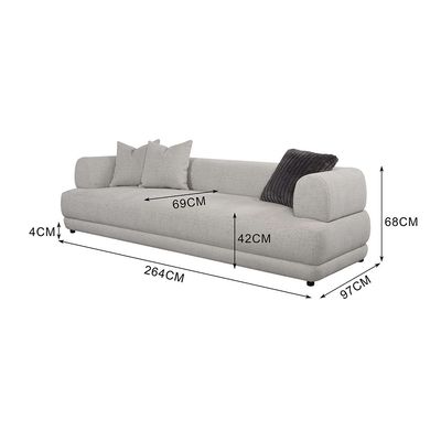 Dustin 4 Seater Fabric Sofa - Light Grey