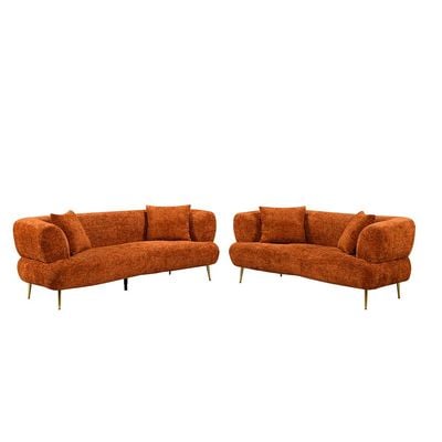 Feraz 3 + 2 Fabric Sofa Set - Orange - With 2-Year Warranty