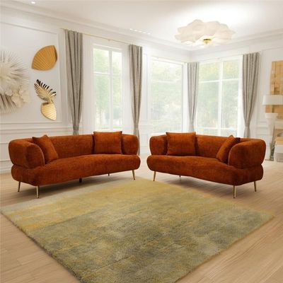 Feraz 3 + 2 Fabric Sofa Set - Orange - With 2-Year Warranty